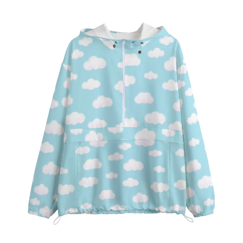 Dreamy Clouds Unisex Half-Zip Anorak Jacket (Sky Blue) Fleece Jacket Down Jacket Parka Dreamy Clouds Unisex Half-Zip Anorak Jacket (Sky Blue) Fleece Jacket Down Jacket Parka
