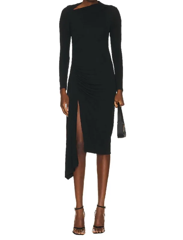 Matte Jersey Slash Dress In Black