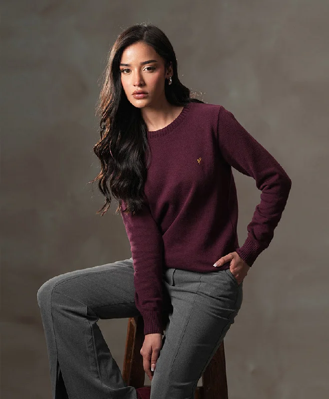 Maroon Sweater (Women) Silk Blend Satin Velvet