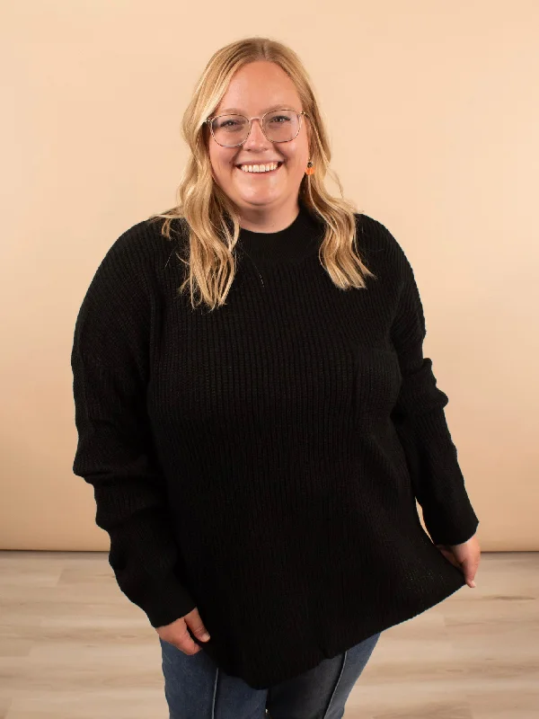 Wednesday Oversized Knit Sweater in Black Embroidered Appliqued Beaded