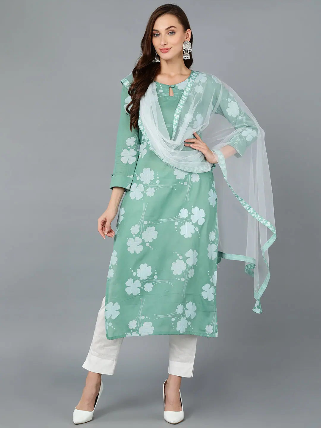 Ahika Women Cotton Floral Printed Kurta Trouser-VKSKD1749_XS Trousers Polka Dot Cute Ahika Women Cotton Floral Printed Kurta Trouser-VKSKD1749_XS Trousers Polka Dot Cute