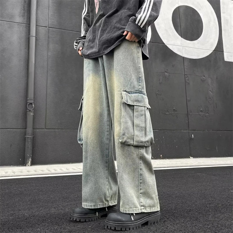 Advbridge Women's Retro Blue Wide Leg Vintage Jeans Street Style Fashion Cowboy Pants Female High Waisted Straight Large Pocket Trousers Trousers Pleated Formal Advbridge Women's Retro Blue Wide Leg Vintage Jeans Street Style Fashion Cowboy Pants Female High Waisted Straight Large Pocket Trousers Trousers Pleated Formal