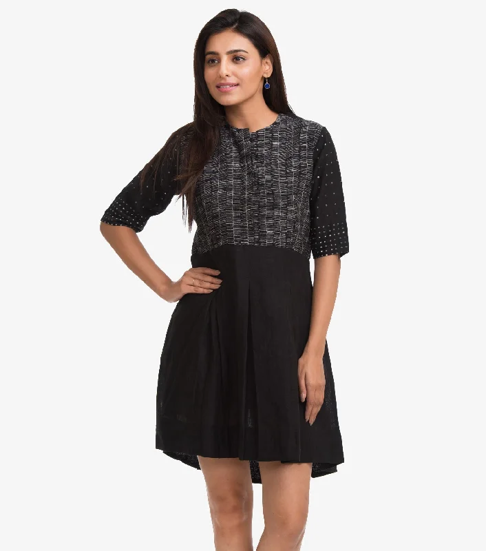 Black Linen Embroidered Dress