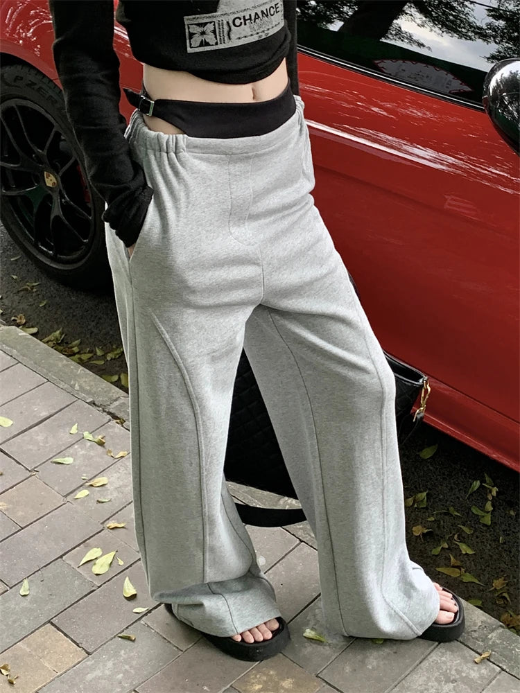 Advbridge Women's Fake Two-piece Design Hollow Out Casual Pants Fashion Girls Temperament Female High Waisted Straight Thin Trousers Chinos Cotton Straight Leg Advbridge Women's Fake Two-piece Design Hollow Out Casual Pants Fashion Girls Temperament Female High Waisted Straight Thin Trousers Chinos Cotton Straight Leg