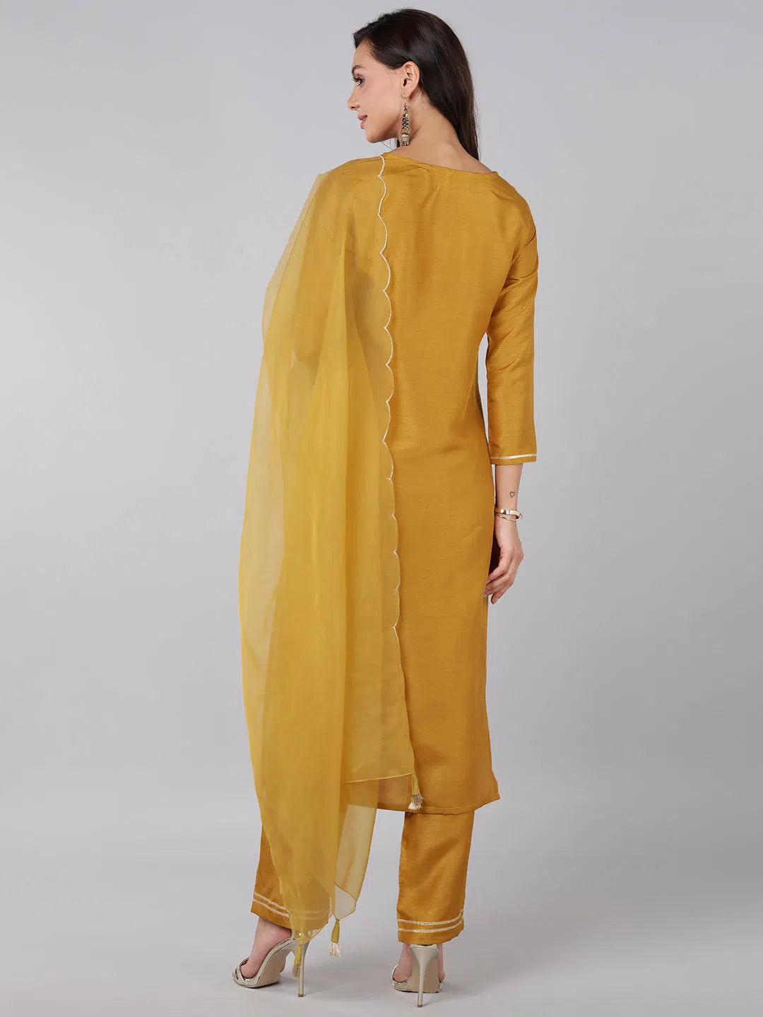 Ahika Poly Silk Yoke Design Kurta Trousers-PKSKD1317_S Trousers Yoga Stretchy