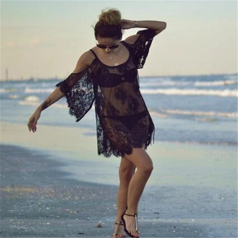 Women Beach Dress Strap Sheer Floral Lace Embroidered Crochet Summer Dresses Hippie Boho Dress Vestidos Beach Wear Women Beach Dress Strap Sheer Floral Lace Embroidered Crochet Summer Dresses Hippie Boho Dress Vestidos Beach Wear