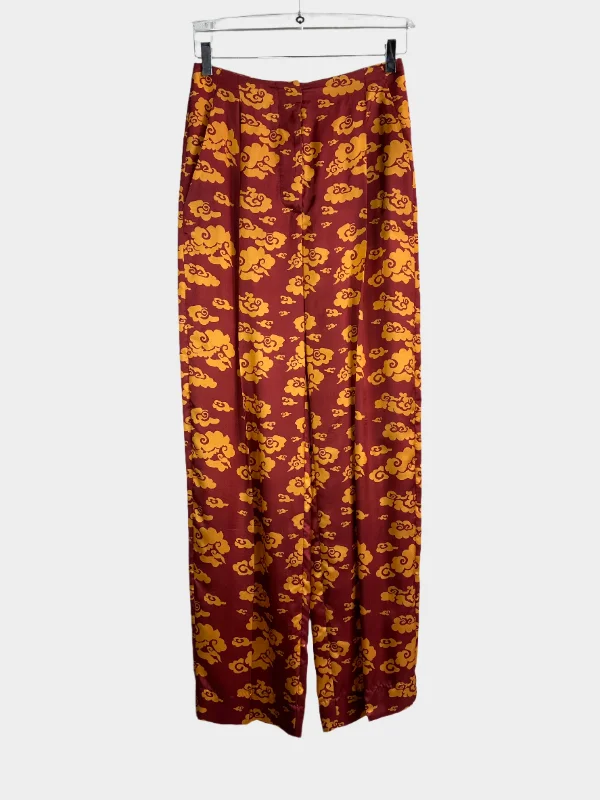 Pattern Satin Trousers Trousers Essential Wardrobe