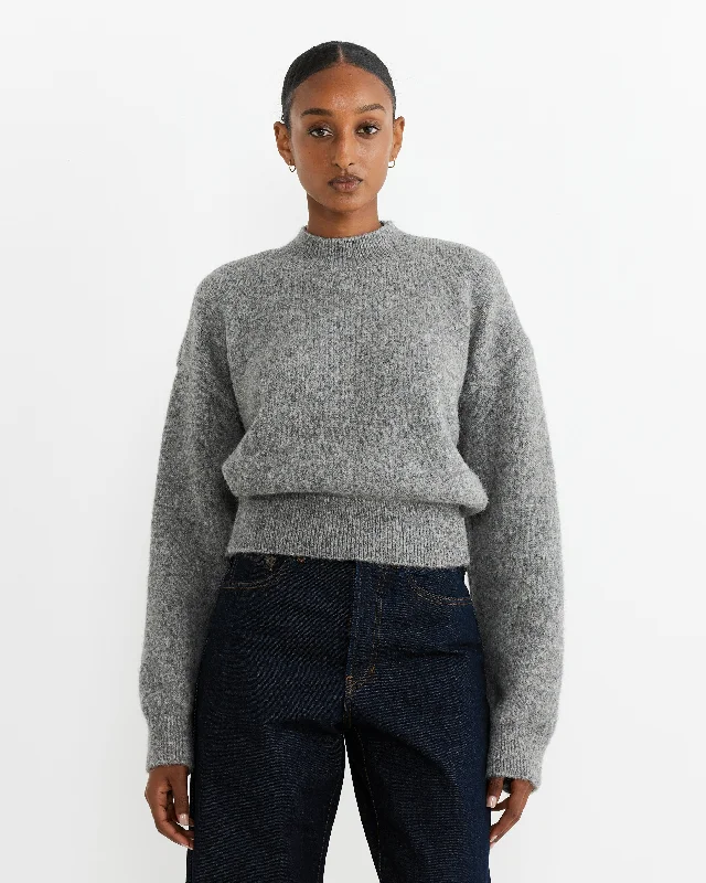 La Maille Sweater in Grey Herringbone Houndstooth Plaid