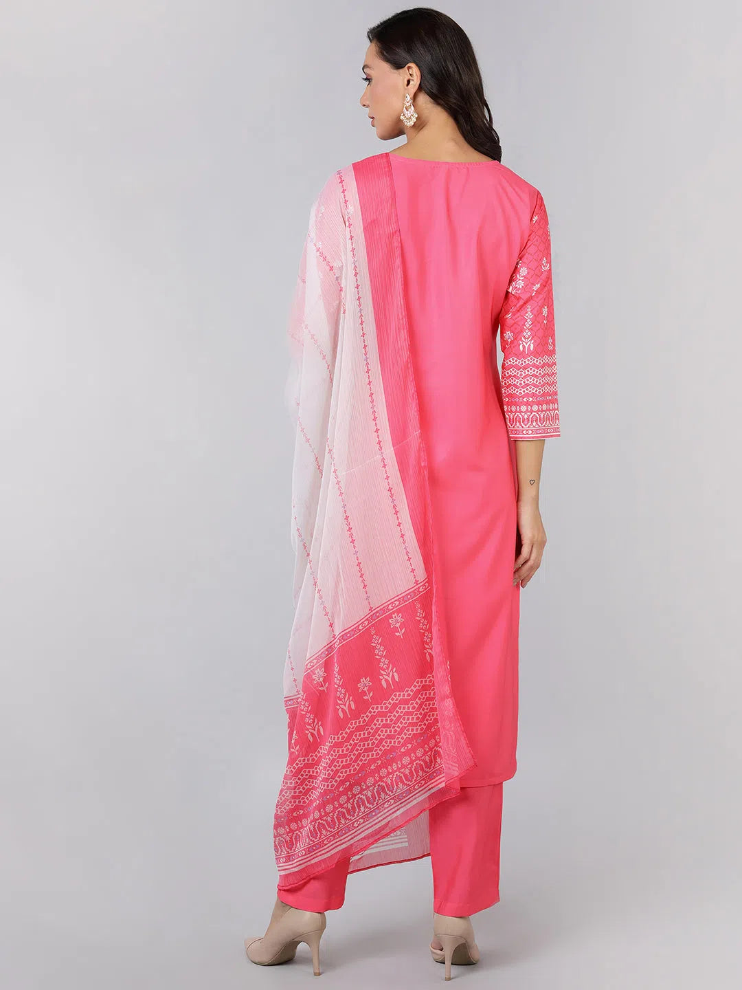 Ahika Poly Crepe Printed Kurta Trousers Dupatta-PKSKD1327_S Trousers High Rise Slim Fit