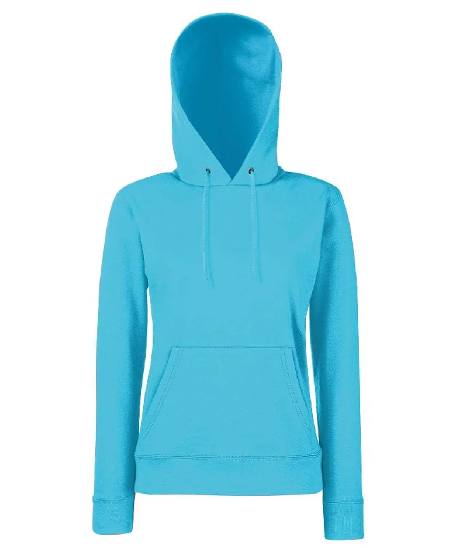 Azure Blue - Women's Classic 80/20 hooded sweatshirt Hoodie with Button Placket Classic Preppy