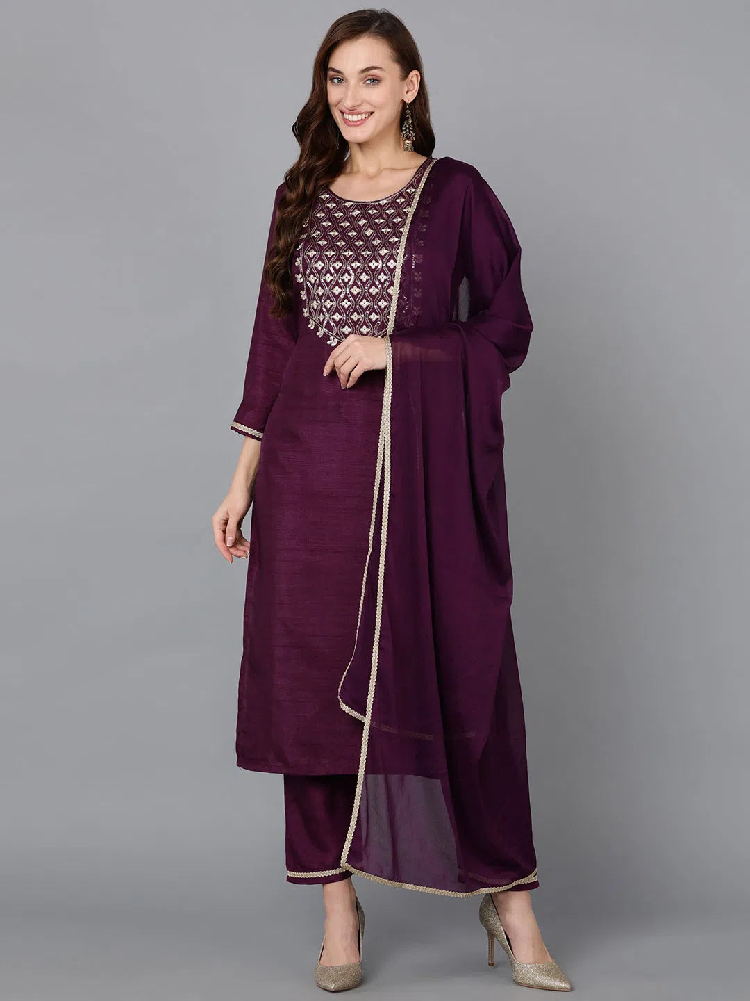 Ahika Women Silk Blend Embroidered Kurta Trouser-PKSKD1812_XS Trousers Palazzo Wide Leg Ahika Women Silk Blend Embroidered Kurta Trouser-PKSKD1812_XS Trousers Palazzo Wide Leg