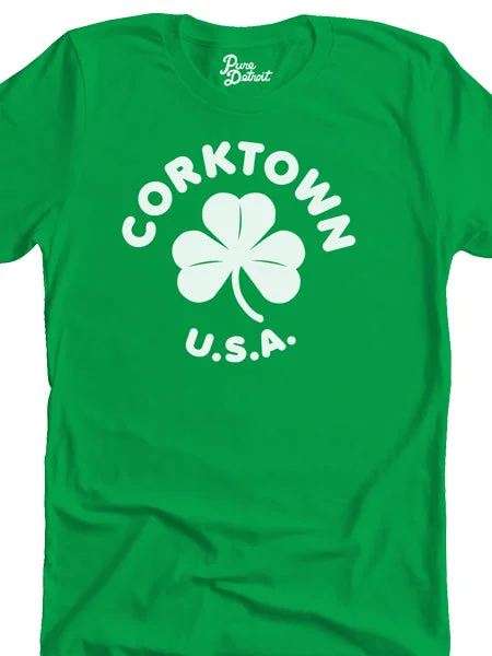 Corktown USA Unisex T-shirt - White / Irish Green Fitted T-Shirt Seamless Stretchy