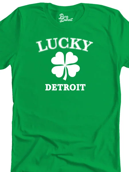 Lucky Detroit Unisex T-shirt - White / Irish Green Lace Blend Ribbed Blend Corduroy Blend