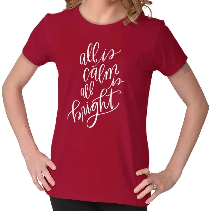 All Is Calm Christmas Ladies T Shirt Handmade Hand-knitted Hand-woven