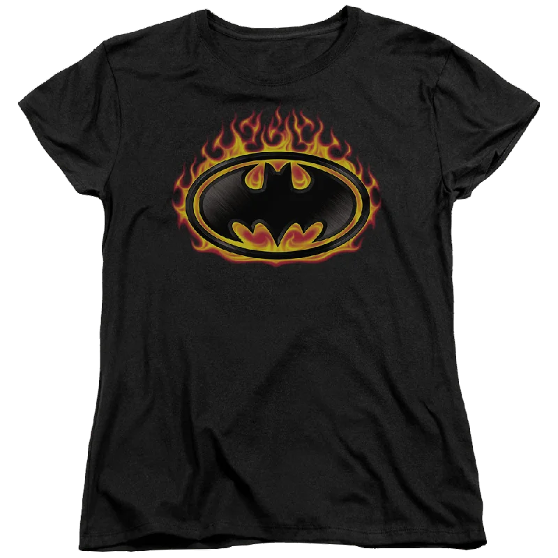 Batman Bat Flames Shield - Women's T-Shirt Casual Formal Business