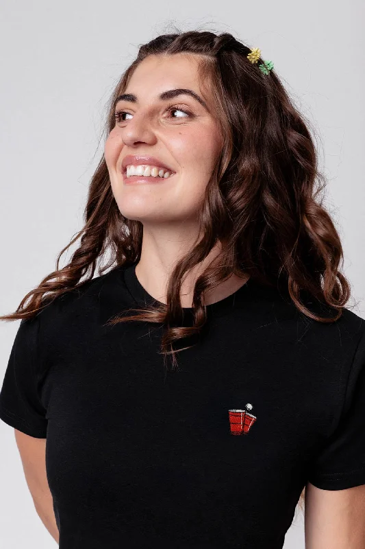 Beerpong | Besticktes Bio Baumwoll Frauen T-Shirt Chenille Blend Fleece Blend Nylon Blend Beerpong | Besticktes Bio Baumwoll Frauen T-Shirt Chenille Blend Fleece Blend Nylon Blend