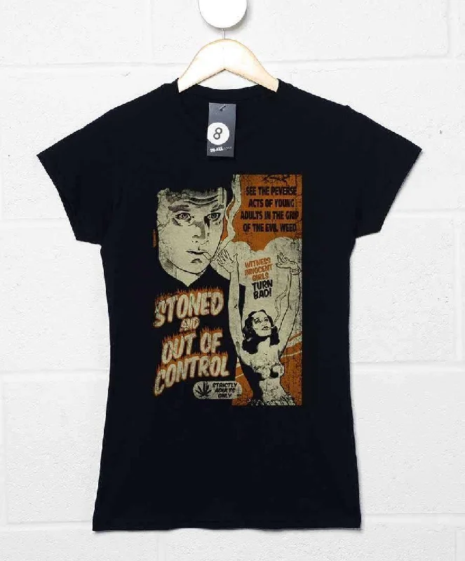 Deathray Stoned And Out Of Control Womens T-Shirt Cotton Fabric Linen Fabric Terry Fabric Deathray Stoned And Out Of Control Womens T-Shirt Cotton Fabric Linen Fabric Terry Fabric