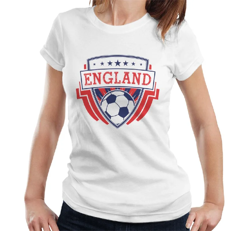 England Emblem Badge Euro Football Women's T-Shirt Boxy Fit Fitted Loose