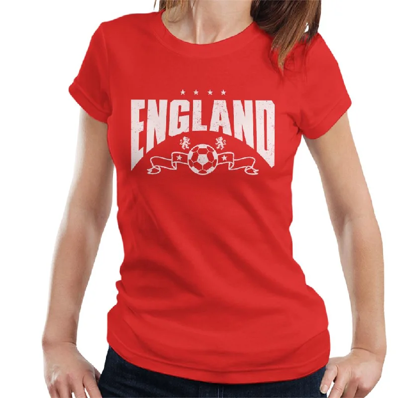 England White Print Euro Football Banner Women's T-Shirt Rayon Fabric Velvet Fabric Corduroy Fabric