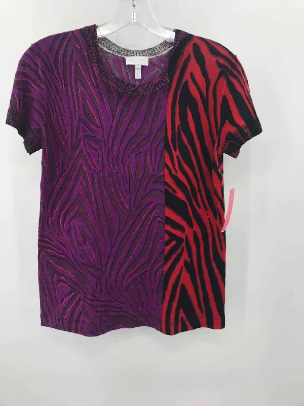 Pre-Owned Escada Sport Purple Size Small Printed T-shirt Fleece Fabric Down Fabric Feather Fabric