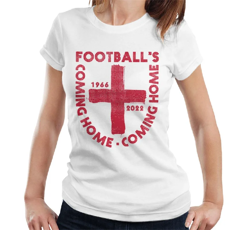 Football's Coming Home England Badge Women's T-Shirt Hooded Caped Shawl Collar