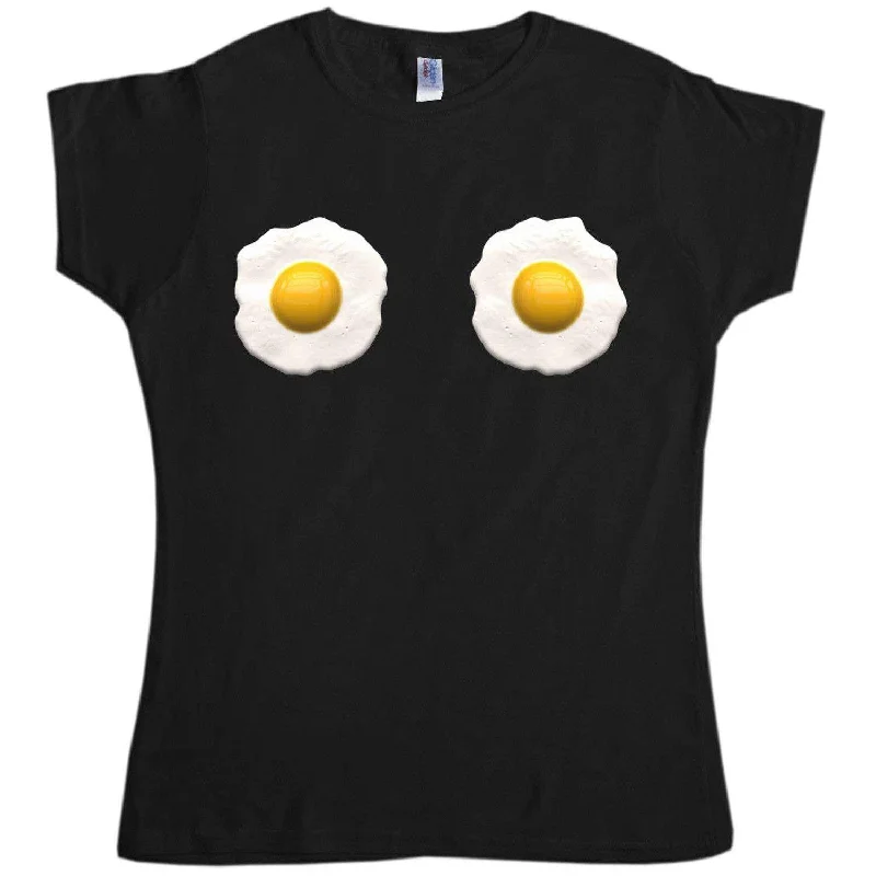 Fried Eggs Fitted Womens T-Shirt Ribbed T-Shirt High Neck Heavyweight