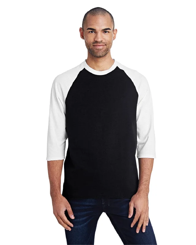 Gildan Heavy Cotton 3/4-Raglan Sleeve T-Shirt | Black/ White Chenille Fabric Brocade Fabric Lace Fabric