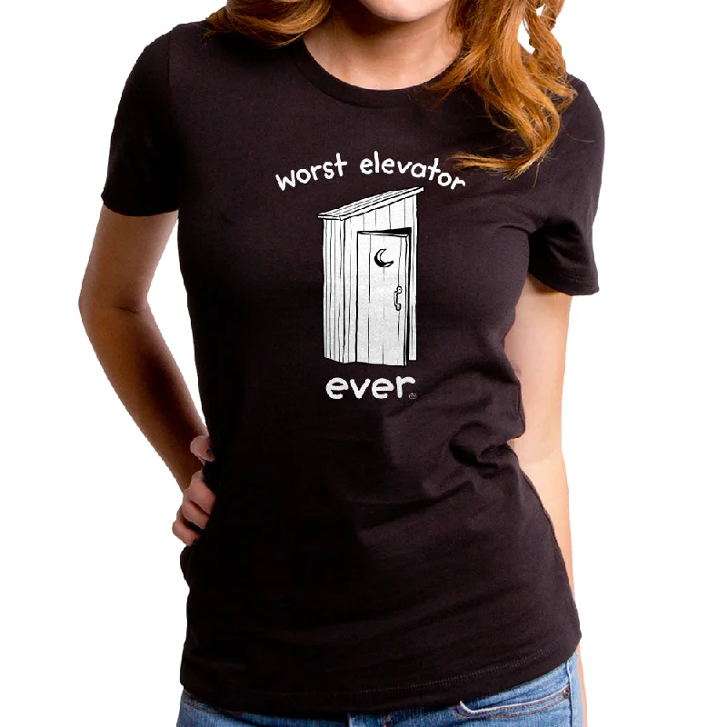 Worst Elevator Women's T-Shirt Notch Collar Peter Pan Collar Cowl Neck