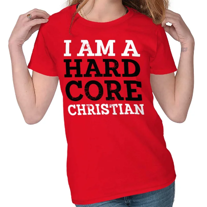 Hardcore Christian Ladies T Shirt Asymmetrical Pockets Print