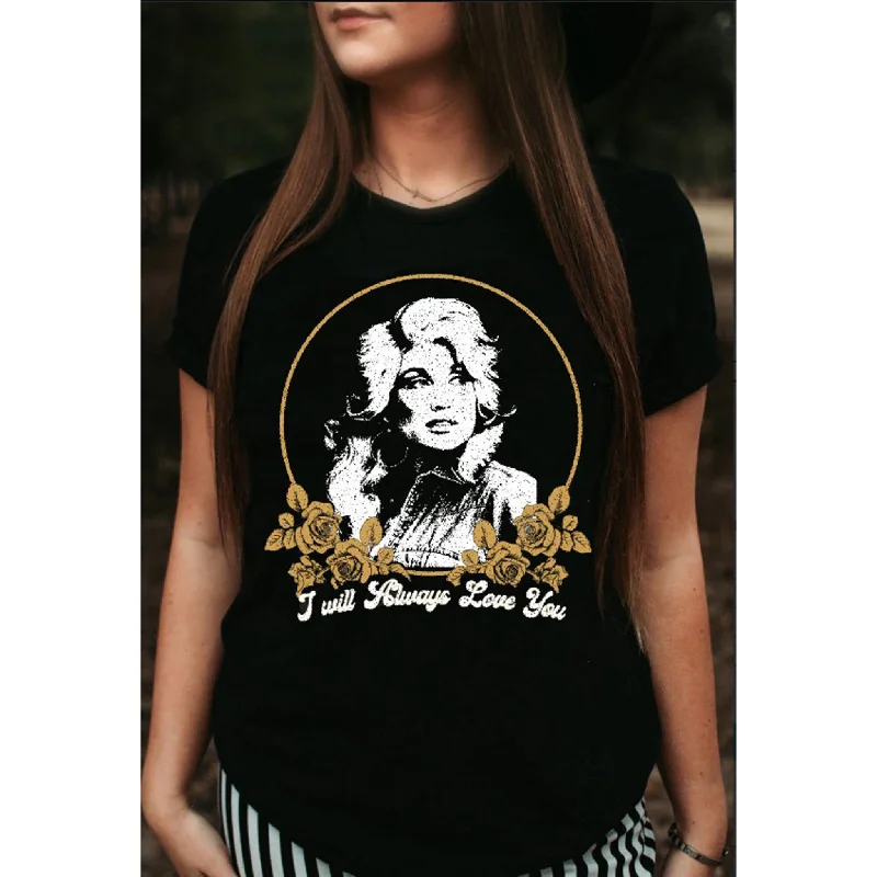 Ruby's Rubbish Women's I Will Always Love You Tee Denim Fabric Leather Fabric Suede Fabric Ruby's Rubbish Women's I Will Always Love You Tee Denim Fabric Leather Fabric Suede Fabric