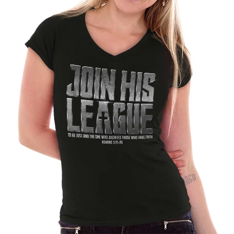 Join His League Junior Fit V-Neck T-Shirt Modern Contemporary Chic