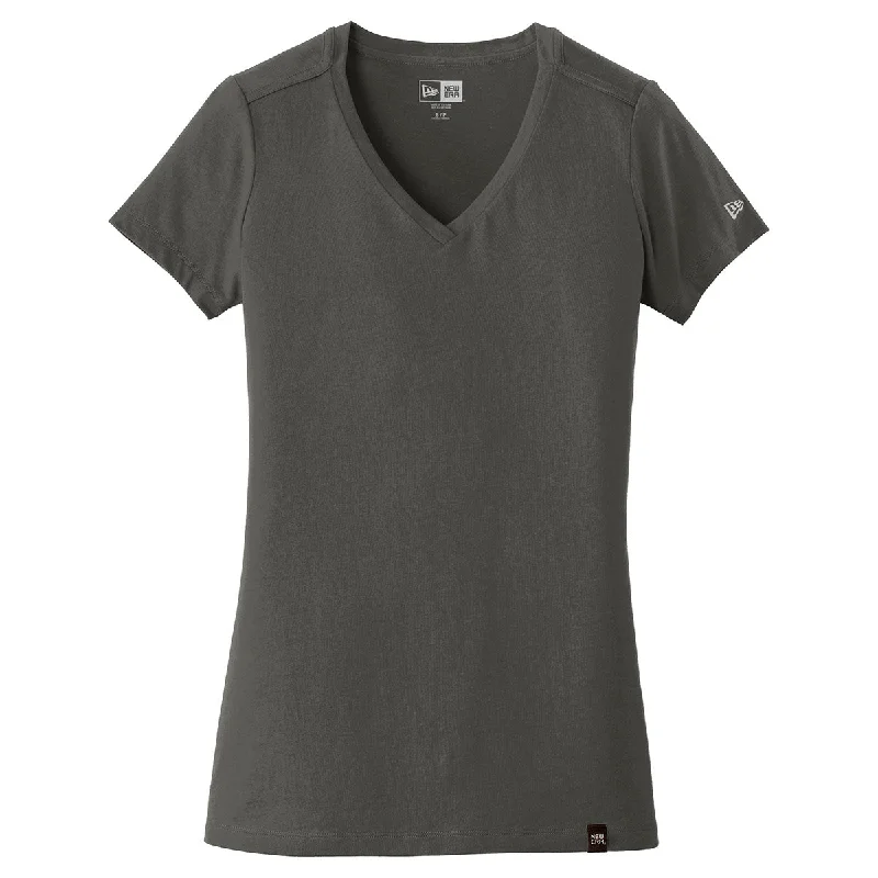 New Era Women's Graphite Heritage Blend V-Neck Tee Houndstooth Herringbone Solid