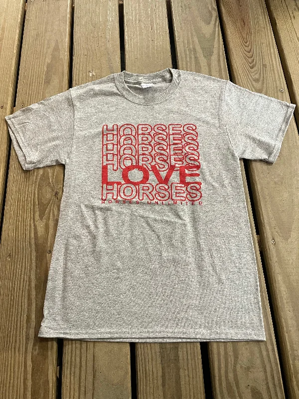 Loves Horses Tee Solid Print Embellished