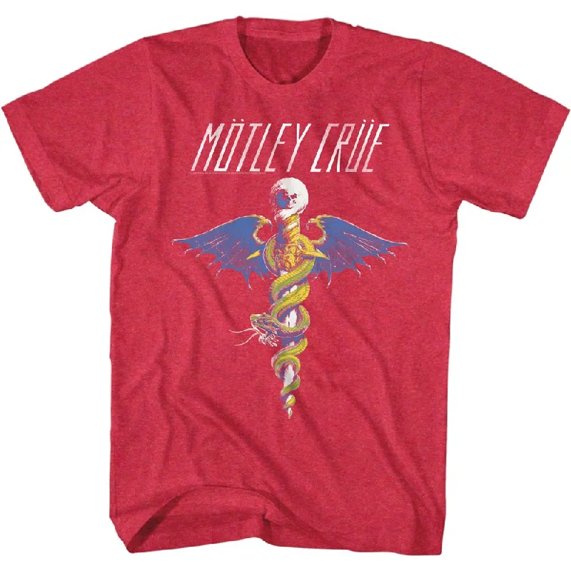 MOTLEY CRUE Eye-Catching T-Shirt, Red Doctor Collared Crew Neck Turtle Neck