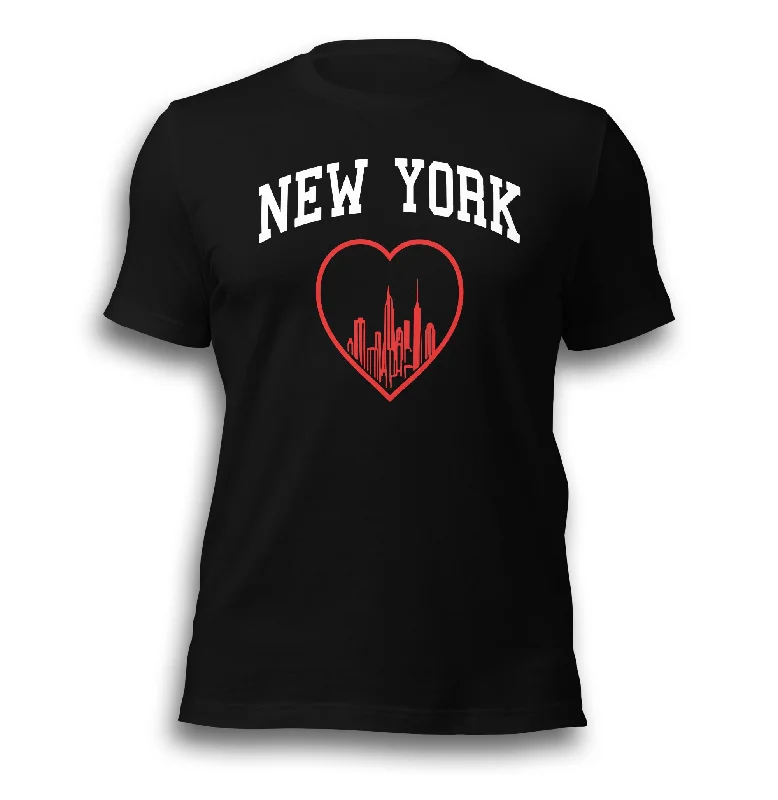 NEW YORK RED HEART BLACK UNISEX T-SHIRT Mesh Blend Leather Blend Suede Blend