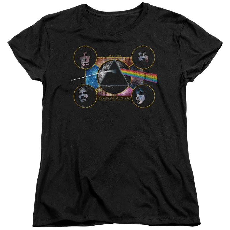 Pink Floyd Dark Side Heads Women's 18/1 100% Cotton Short-Sleeve T-Shirt Satin Fabric Silk Fabric Chiffon Fabric