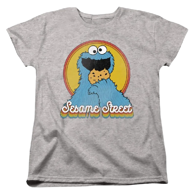 Sesame Street Cookie Monster Layers - Women's T-Shirt Ribbed Striped Patterned