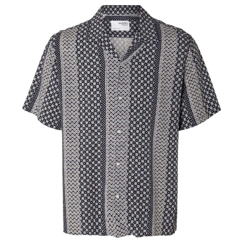 Selected Patterned Short Sleeved Shirt Mesh Blend Leather Blend Suede Blend