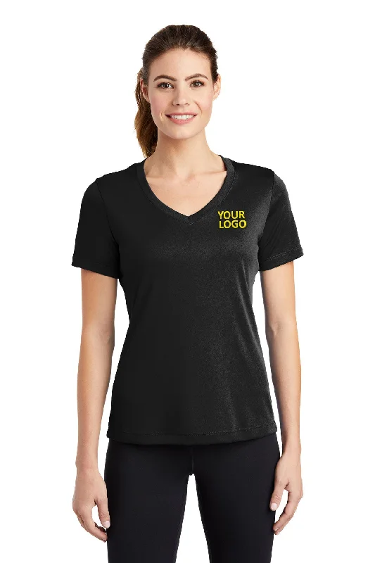 Sport-Tek Ladies PosiCharge Competitor Custom V-Neck Tee's, Black Silk Blend Satin Velvet