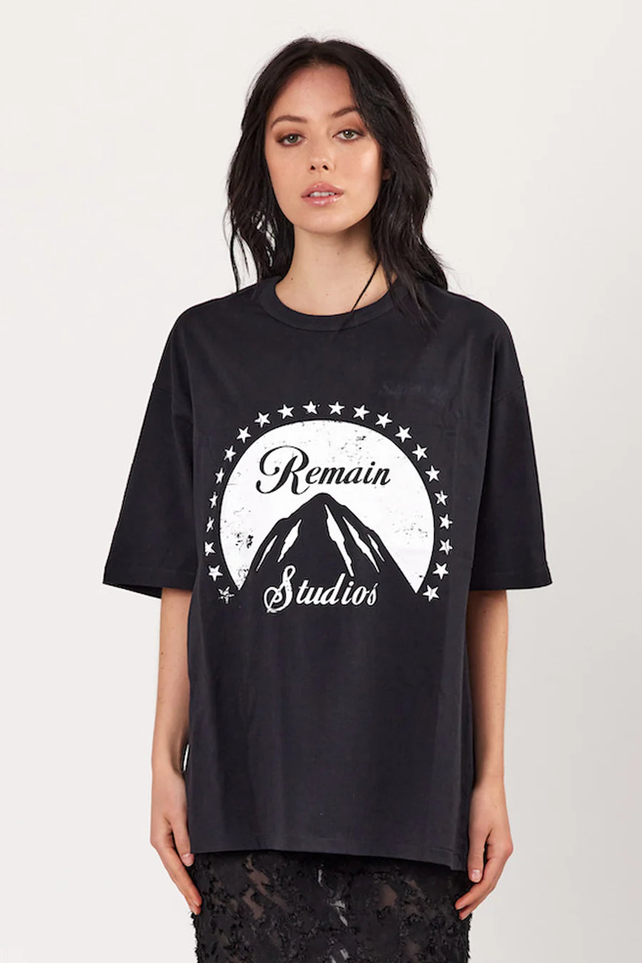 Studios Tee Aged Blk Fashionable Trendy Casual