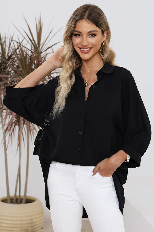 Three-Quarter Sleeve Slit Shirt Layered Multi-layer Single Layer