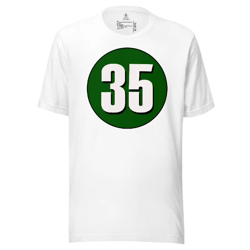 Unisex t-shirt: White on Hunter Green 35 Spandex Blend Rayon Blend Denim Blend