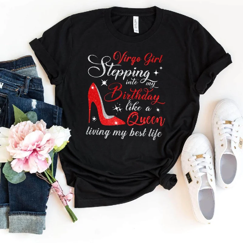 Virgo Birthday Girl Shirt - Custom Zodiac T-Shirt Hooded Caped Shawl Collar