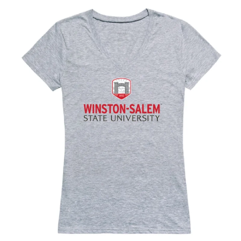 Winston-Salem State University Rams Womens Seal T-Shirt Collared T-Shirt Boat Neck A-Line