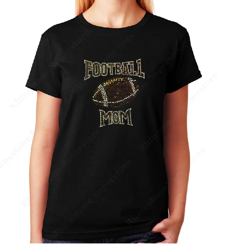 Women's / Unisex T-Shirt with Football Mom in Rhinestones Anti-Shrink Durable Soft