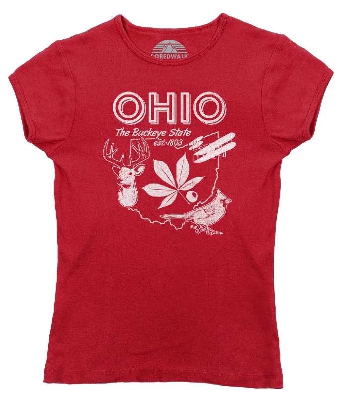 Women's Vintage Ohio State T-Shirt Silk Blend Satin Velvet